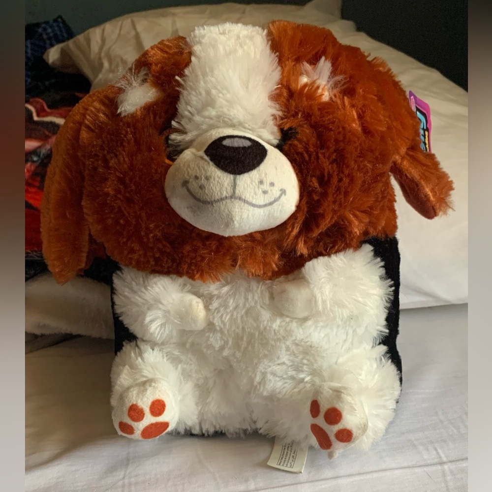 Plush Brown and White Puppy Dog - Soft Cuddly Plush